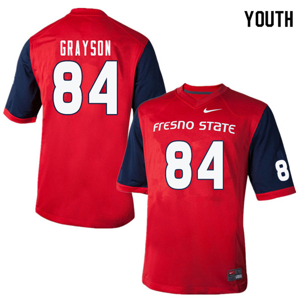 Youth #84 Anthony Grayson Fresno State Bulldogs College Football Jerseys Sale-Red - Click Image to Close